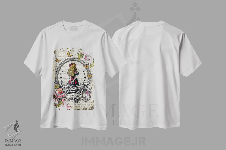 تیشرت سفید طرح دار آلیس در سرزمین عجایب "مرا بنوش"، هنر دیجیتال اثر این د فریم شاپ | immage.ir