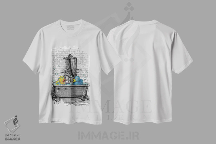 تیشرت سفید طرح دار اردک های پلاستیکی، هنر دیجیتال اثر این د فریم شاپ | فروشگاه ایماژ