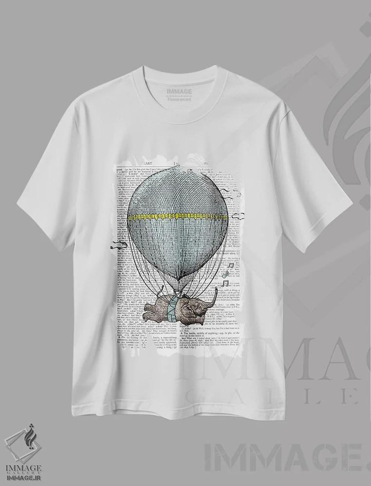 تیشرت سفید طرح دار بالون پرنده، هنر دیجیتال اثر این د فریم شاپ | immage.ir