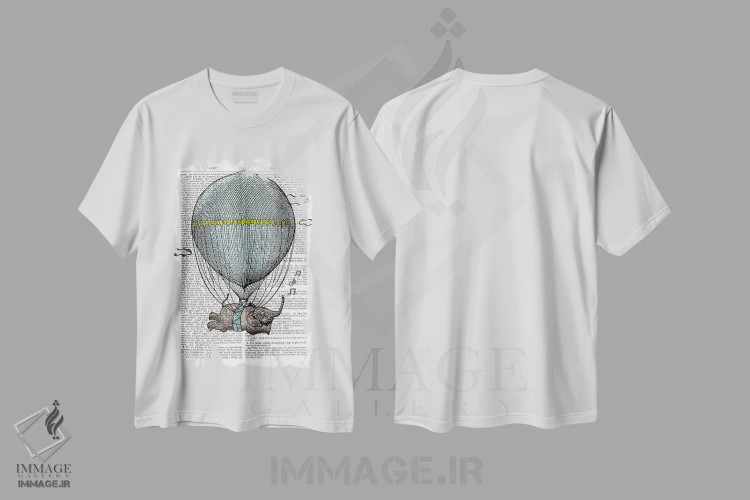 تیشرت سفید طرح دار بالون پرنده، هنر دیجیتال اثر این د فریم شاپ | immage.ir