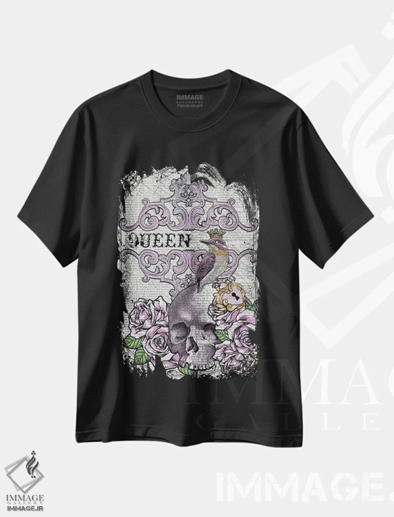 تیشرت مشکی طرح دار پرنده ملکه، دکوراسیون جایگزین اثر این د فریم شاپ | فروشگاه ایماژ