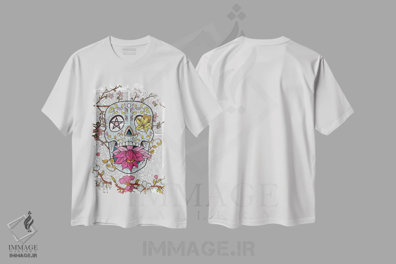 تیشرت سفید طرح دار جمجمه مکزیکی، دکوراسیون جایگزین اثر این د فریم شاپ | immage.ir