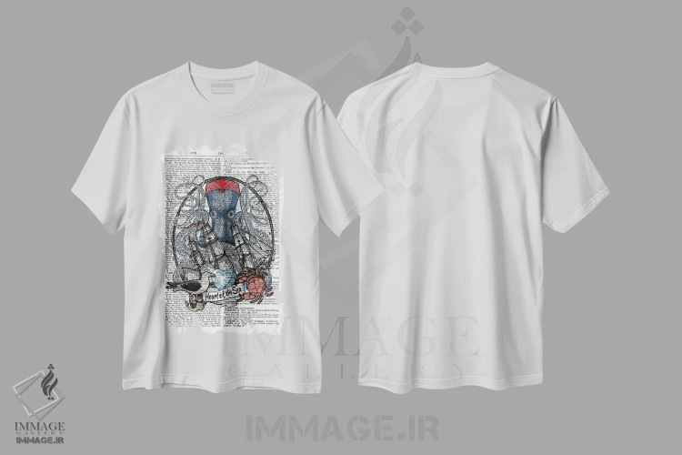 تیشرت سفید طرح دار قلب دریا، تزئینی اثر این د فریم شاپ | immage.ir
