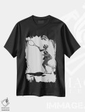 تیشرت مشکی طرح دار بازی تنیس، نقاشی و تصویرگری سیاه و سفید اثر ابراهیم اونال | immage.ir