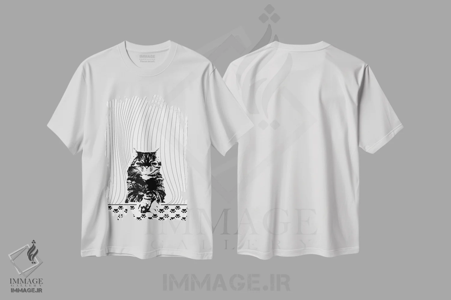 تیشرت سفید طرح دار گربه یک، هنر دیجیتال اثر ابراهیم اونال | فروشگاه ایماژ