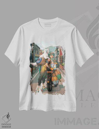تیشرت سفید طرح دار دختر ماهیگیر، هنر دیجیتال اثر آیوی دولامور | فروشگاه ایماژ