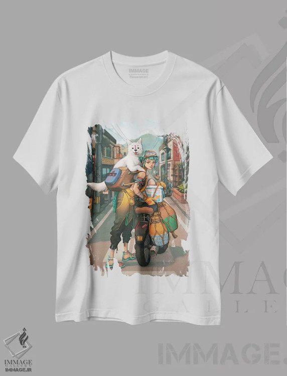 تیشرت سفید طرح دار دختر ماهیگیر، هنر دیجیتال اثر آیوی دولامور | فروشگاه ایماژ