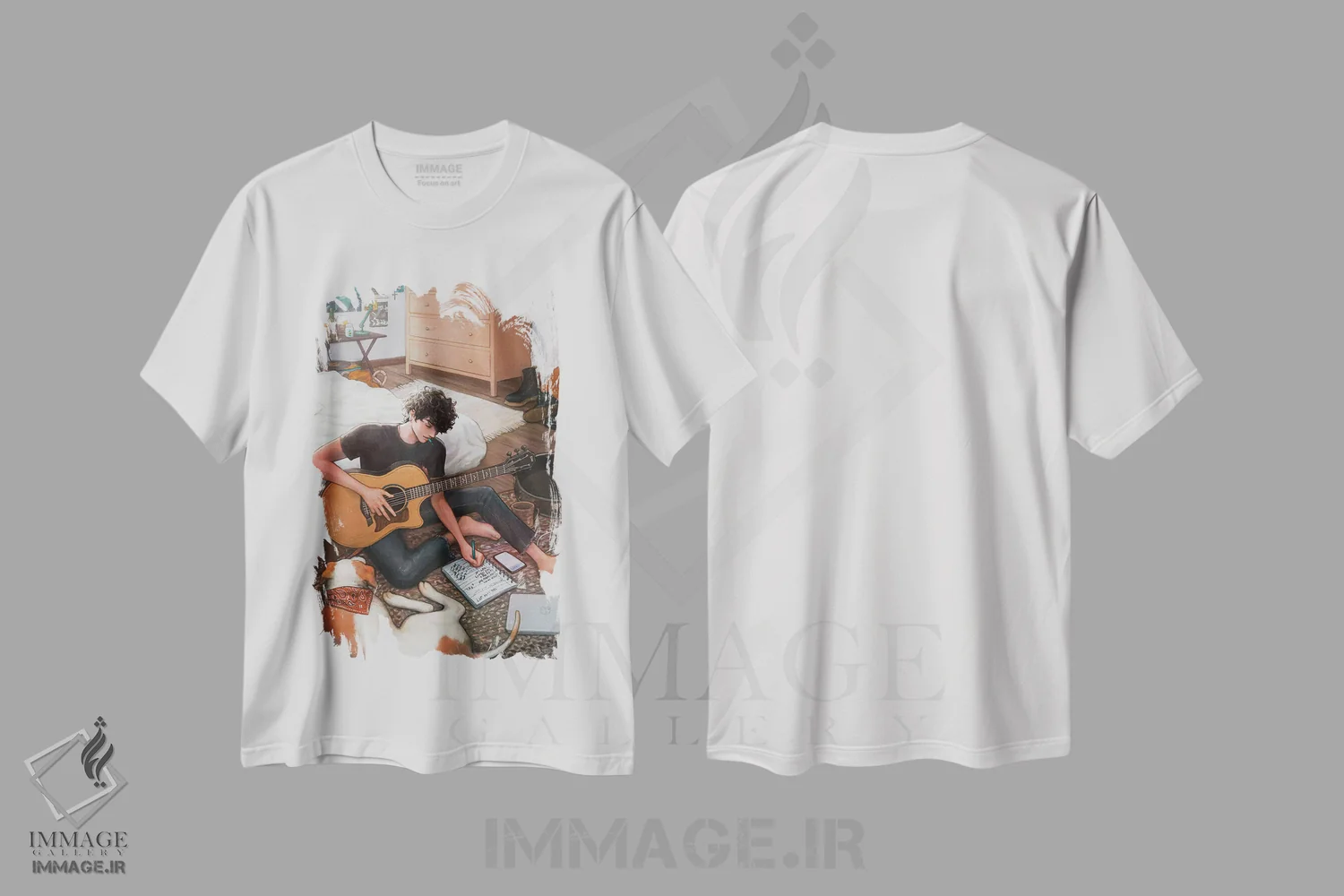 تیشرت سفید طرح دار یافتن واژه ها، هنر دیجیتال اثر آیوی دولامور | immage.ir
