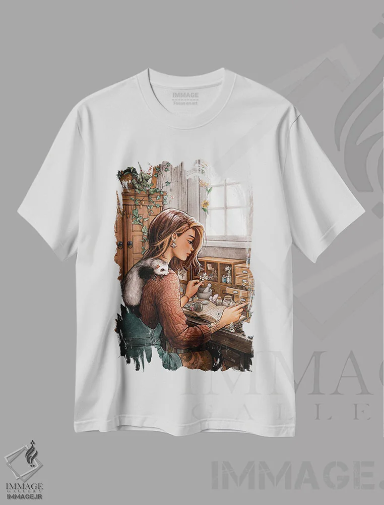 تیشرت سفید طرح دار یار گیاه شناس، هنر دیجیتال اثر آیوی دولامور | فروشگاه ایماژ