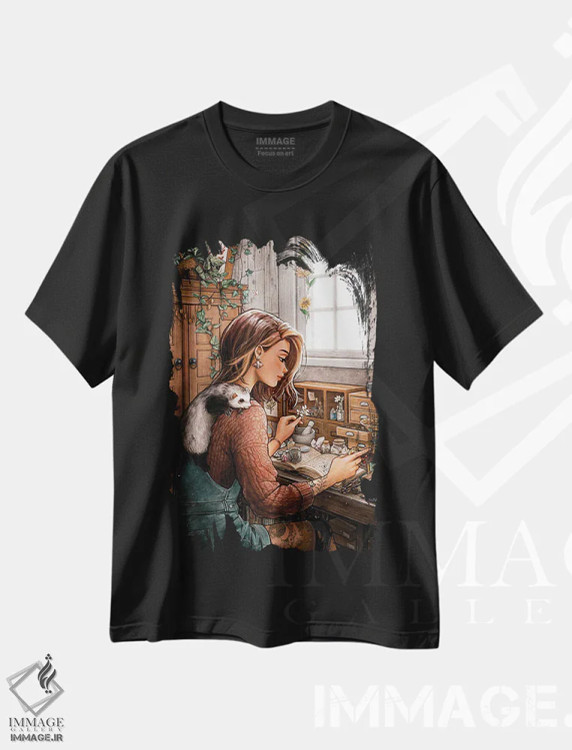 تیشرت مشکی طرح دار یار گیاه شناس، هنر دیجیتال اثر آیوی دولامور | immage.ir