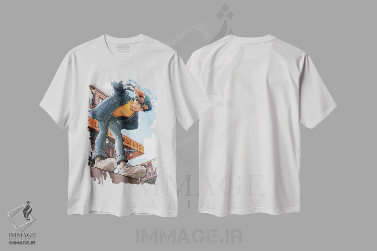 تیشرت سفید طرح دار علامت عبور پیاده، هنر دیجیتال اثر آیوی دولامور | فروشگاه ایماژ