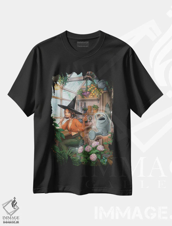 تیشرت مشکی طرح دار گلخانه جادوگر، هنر دیجیتال اثر آیوی دولامور | immage.ir