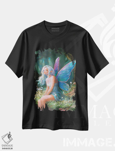 تیشرت مشکی طرح دار چراغ های پریان، هنر دیجیتال اثر آیوی دولامور | فروشگاه ایماژ