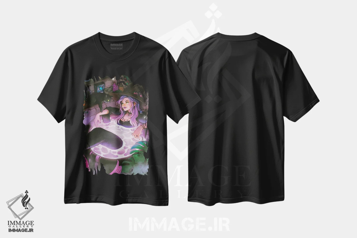 تیشرت مشکی طرح دار دیگ جادویی مر، هنر دیجیتال اثر آیوی دولامور | immage.ir