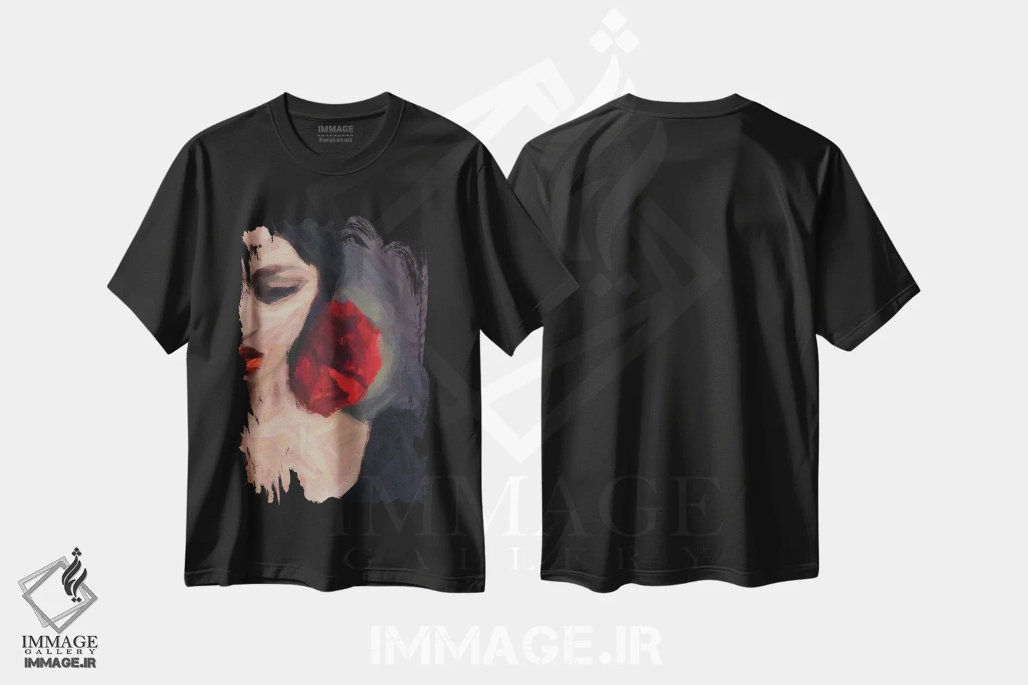 تیشرت مشکی طرح دار پرترهٔ یک رقاص اسپانیایی، دکور معاصر اثر ایوجنیا بیدیوک | فروشگاه ایماژ