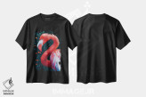 تیشرت مشکی طرح دار فلامینگوها در باغ نارنگی، عکاسی ترکیبی اثر ایوجنیا بیدیوک | فروشگاه ایماژ