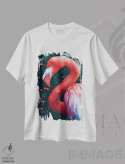 تیشرت سفید طرح دار فلامینگوها در باغ نارنگی، عکاسی ترکیبی اثر ایوجنیا بیدیوک | immage.ir