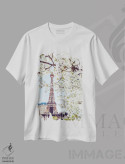 تیشرت سفید طرح دار شکوفه های گیلاس پاریس، تزئینی اثر ایوجنیا بیدیوک | immage.ir