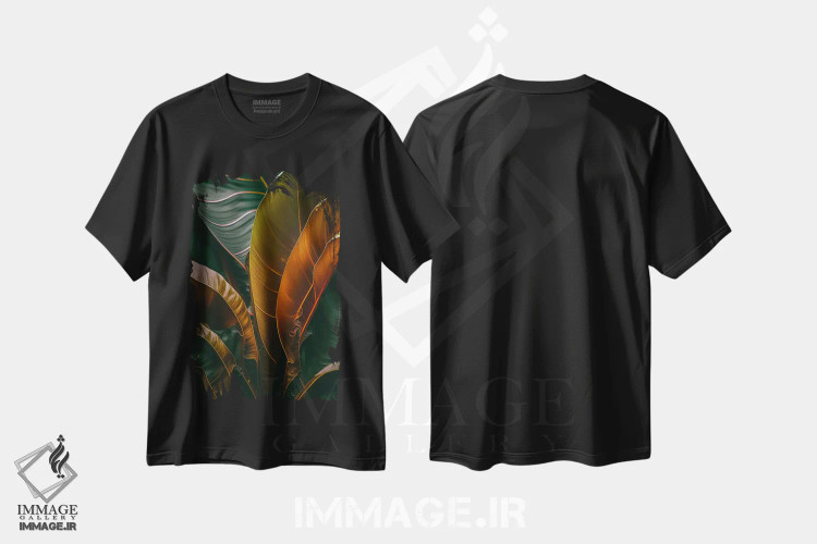 تیشرت مشکی طرح دار انتزاع از استرلیتزیا ریخته شده، تزئینی اثر ایوجنیا بیدیوک | فروشگاه ایماژ