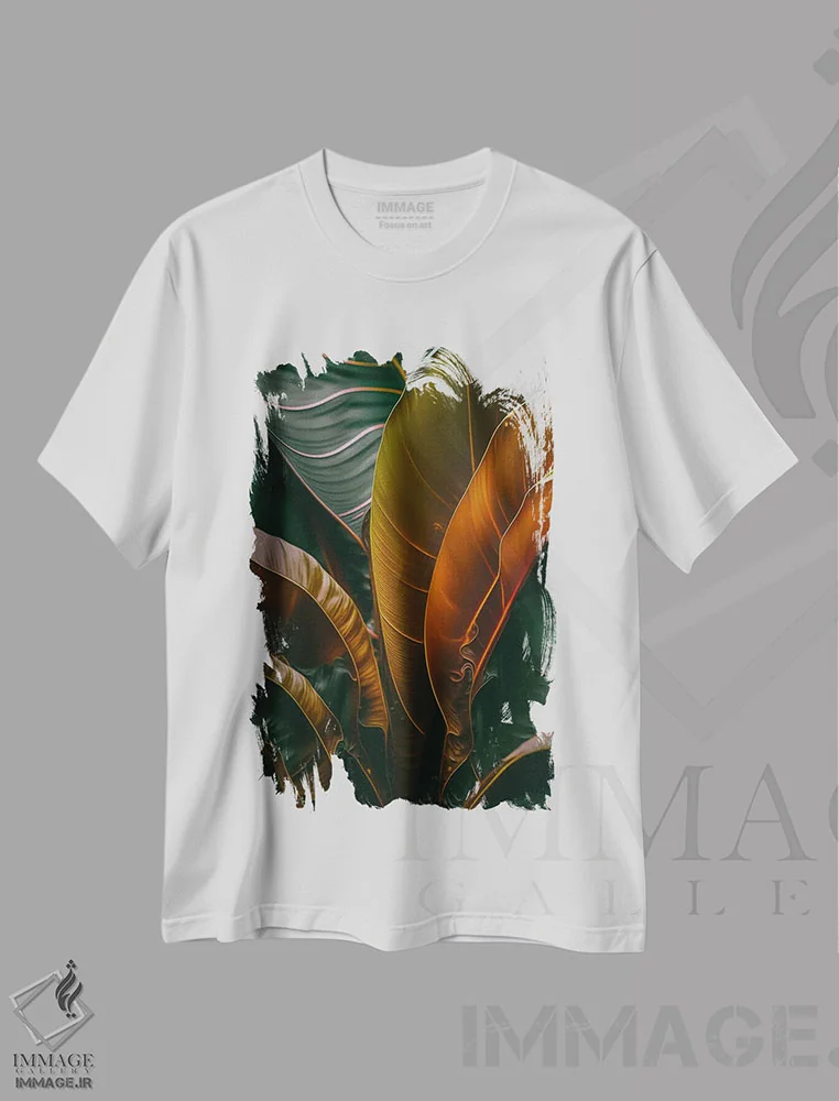 تیشرت سفید طرح دار انتزاع از استرلیتزیا ریخته شده، تزئینی اثر ایوجنیا بیدیوک | immage.ir