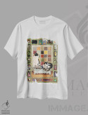 تیشرت سفید طرح دار برج میزان، تزئینی اثر آیوری کتس | immage.ir