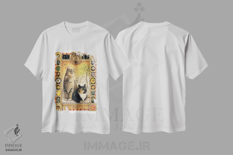 تیشرت سفید طرح دار برج اسد، تزئینی اثر آیوری کتس | فروشگاه ایماژ