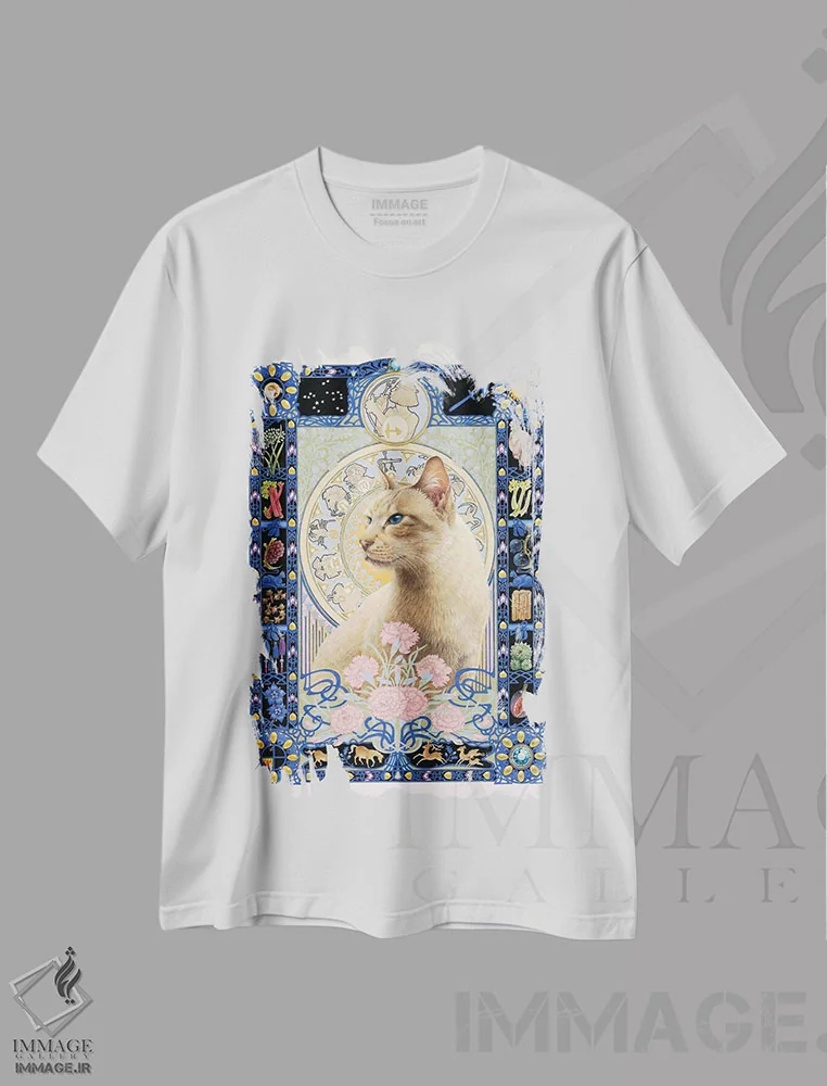 تیشرت سفید طرح دار برج قوس، تزئینی اثر آیوری کتس | فروشگاه ایماژ