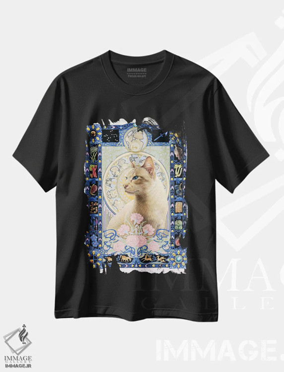 تیشرت مشکی طرح دار برج قوس، تزئینی اثر آیوری کتس | immage.ir