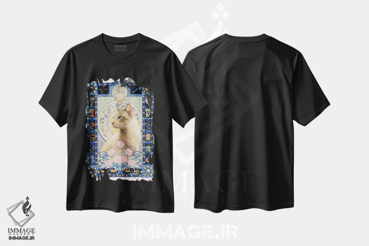 تیشرت مشکی طرح دار برج قوس، تزئینی اثر آیوری کتس | immage.ir