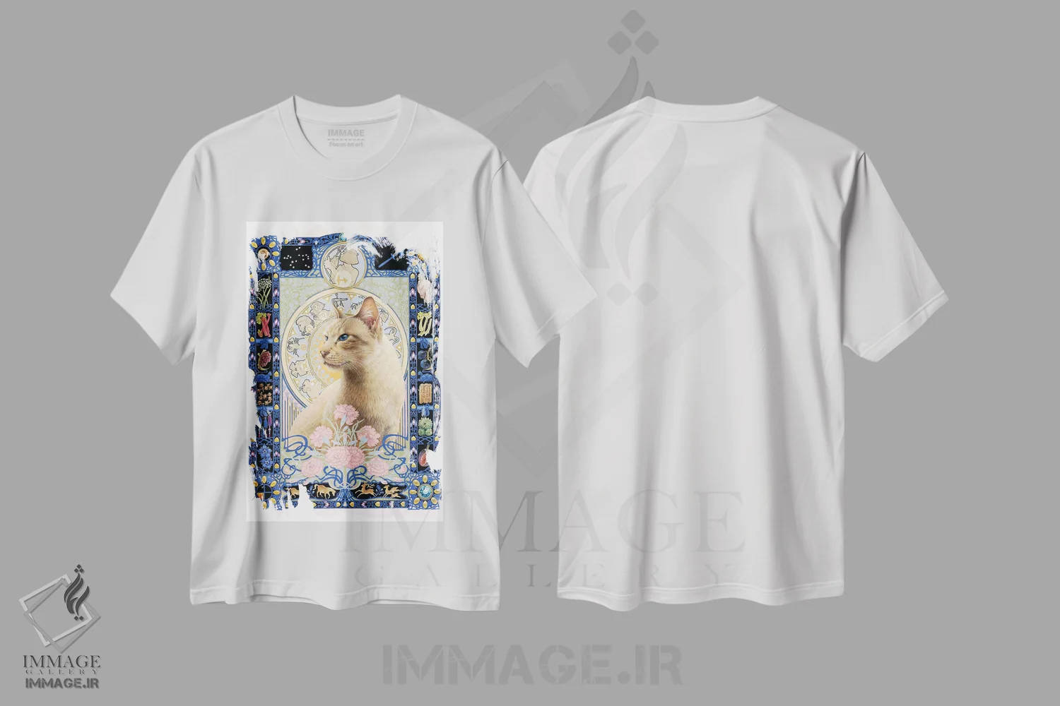 تیشرت سفید طرح دار برج عقرب، تزئینی اثر آیوری کتس | immage.ir
