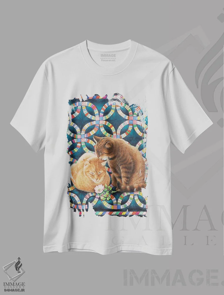 تیشرت سفید طرح دار روز ولنتاین با اسپایرو و بلاسوم، تزئینی اثر آیوری کتس | فروشگاه ایماژ