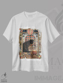 تیشرت سفید طرح دار برج سنبله، تزئینی اثر آیوری کتس | immage.ir