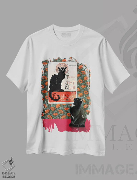 تیشرت سفید طرح دار گابریل و پوستر نوو، تزئینی اثر آیوری کتس | فروشگاه ایماژ