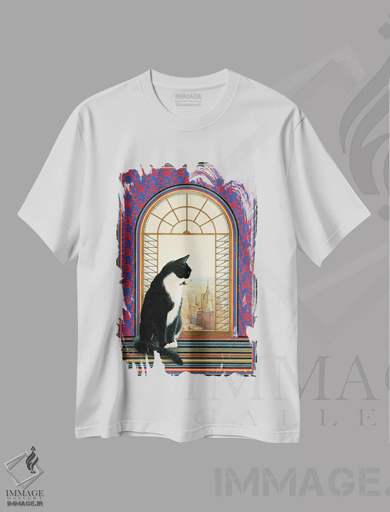 تیشرت سفید طرح دار چستِرون در نیویورک، تزئینی اثر آیوری کتس | فروشگاه ایماژ