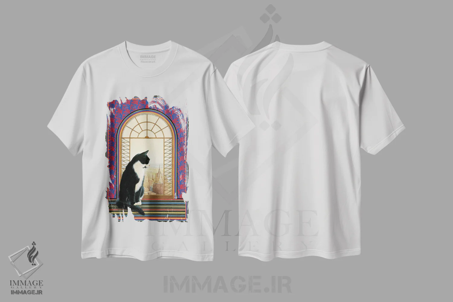 تیشرت سفید طرح دار چستِرون در نیویورک، تزئینی اثر آیوری کتس | فروشگاه ایماژ