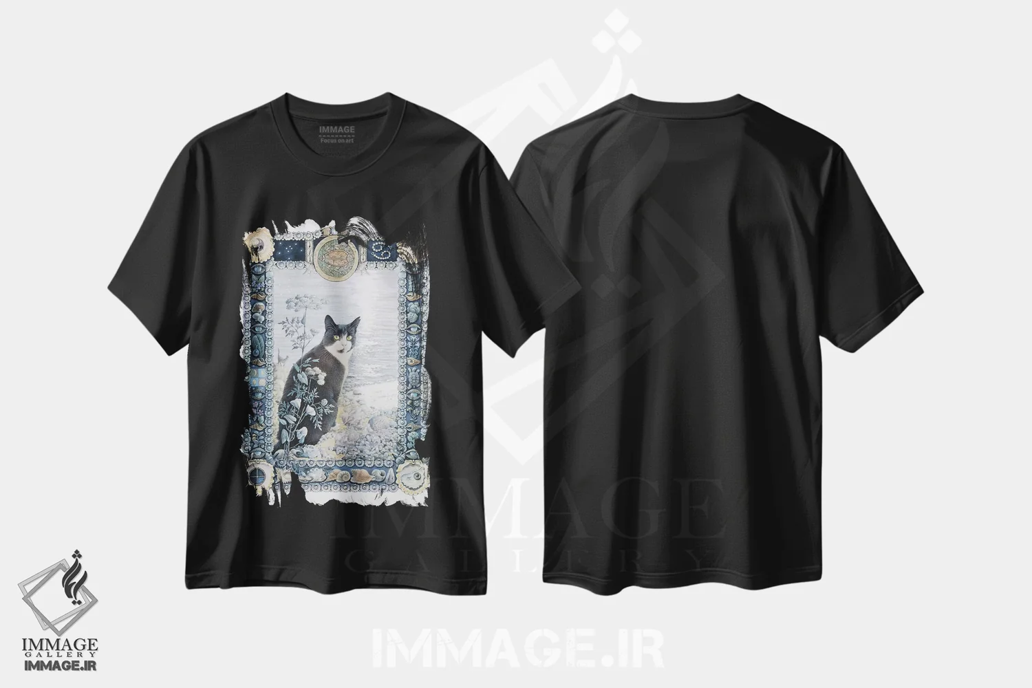 تیشرت مشکی طرح دار برج سرطان اثر آیوری کتس | فروشگاه ایماژ