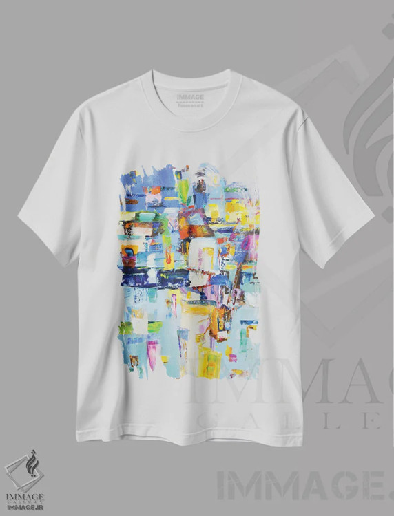 تیشرت سفید طرح دار غروب در شهر اثر ایرینا کاستسووا | immage.ir