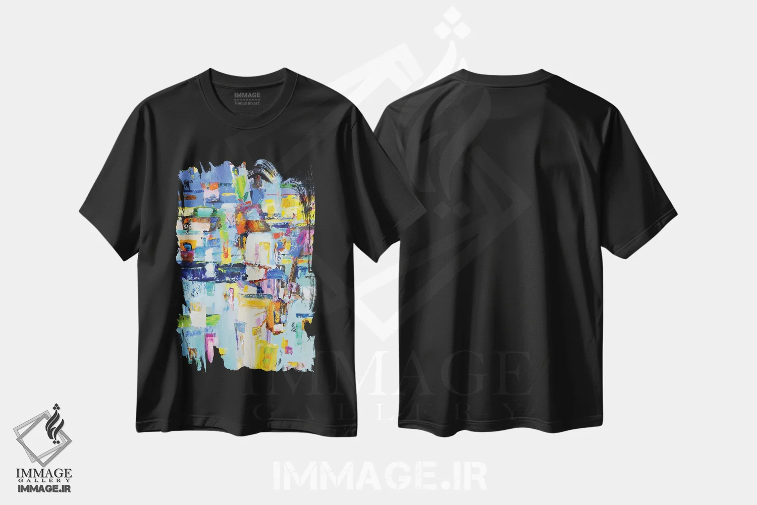 تیشرت مشکی طرح دار غروب در شهر اثر ایرینا کاستسووا | فروشگاه ایماژ