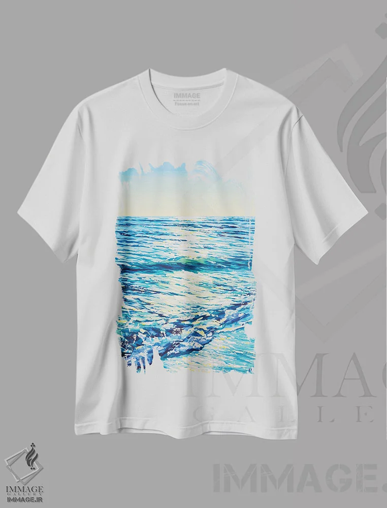 تیشرت سفید طرح دار دریا III، دکور ساحلی اثر ایرینا کاستسووا | immage.ir