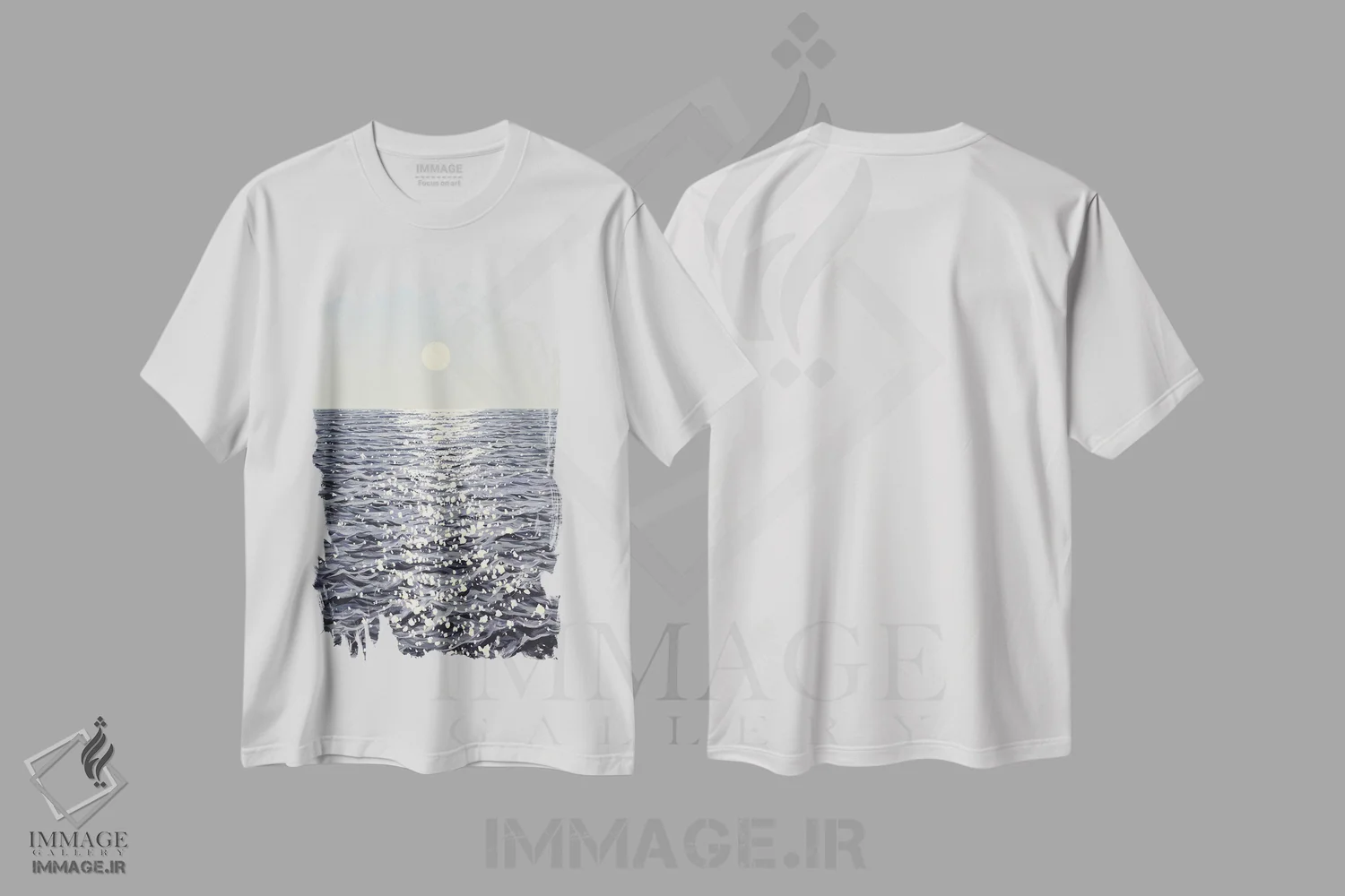 تیشرت سفید طرح دار نور اقیانوس VIII، دکور ساحلی اثر ایرینا کاستسووا | فروشگاه ایماژ