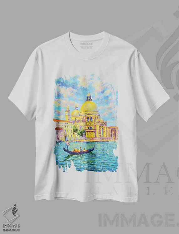 تیشرت سفید طرح دار ونیز ۳، دکور معاصر اثر ایرینا کاستسووا | فروشگاه ایماژ