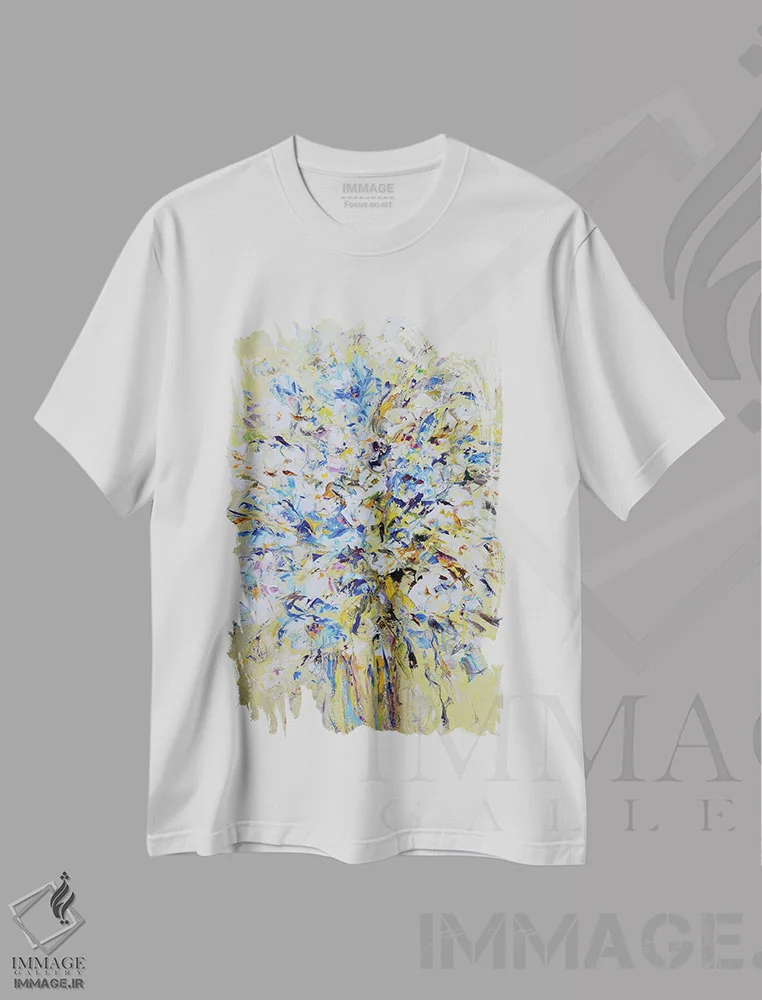 تیشرت سفید طرح دار دسته گل抽象ی، دکور معاصر اثر ایرینا کاستسووا | immage.ir