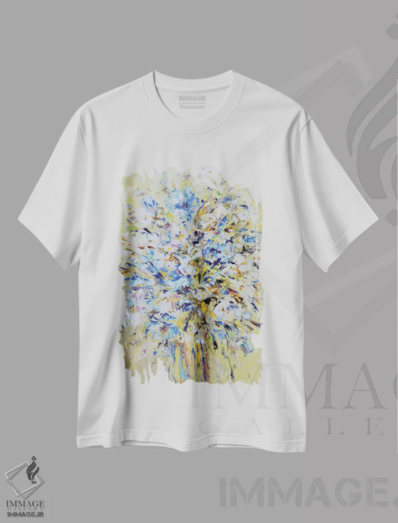 تیشرت سفید طرح دار دسته گل抽象ی، دکور معاصر اثر ایرینا کاستسووا | immage.ir