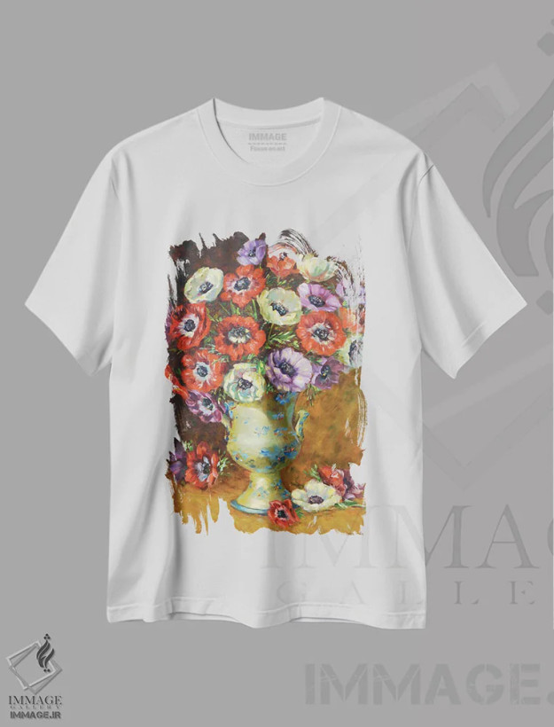 تیشرت سفید طرح دار دسته گل ۱۵، دکور معاصر اثر ایرینا کاستسووا | فروشگاه ایماژ