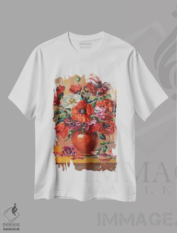 تیشرت سفید طرح دار شقایق ها V، دکور معاصر اثر ایرینا کاستسووا | immage.ir