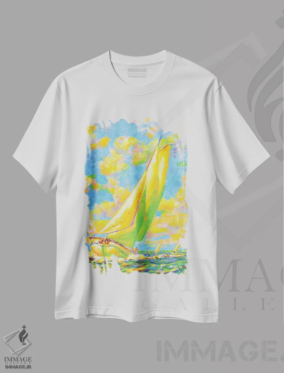 تیشرت سفید طرح دار مسابقه قایقرانی با نسیم ملایم، دکور معاصر اثر ایرینا کاستسووا | immage.ir