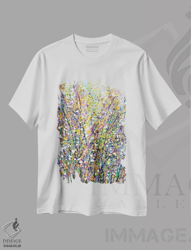 تیشرت سفید طرح دار بیان XXII، آبستره اثر ایرینا کاستسووا | فروشگاه ایماژ