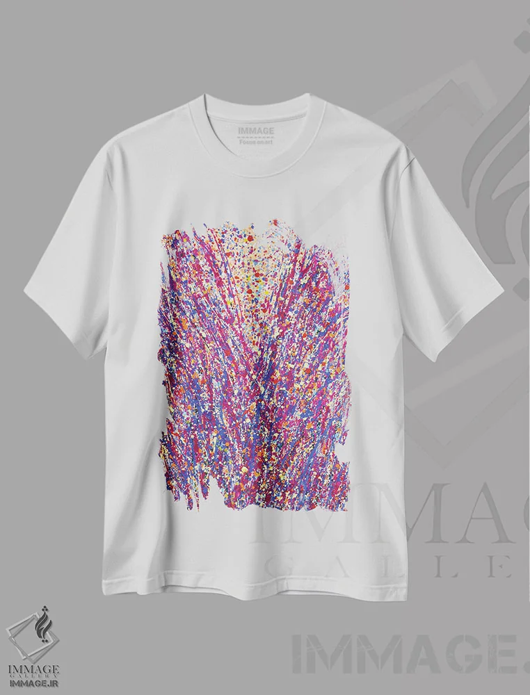 تیشرت سفید طرح دار بیان XX، آبستره اثر ایرینا کاستسووا | immage.ir