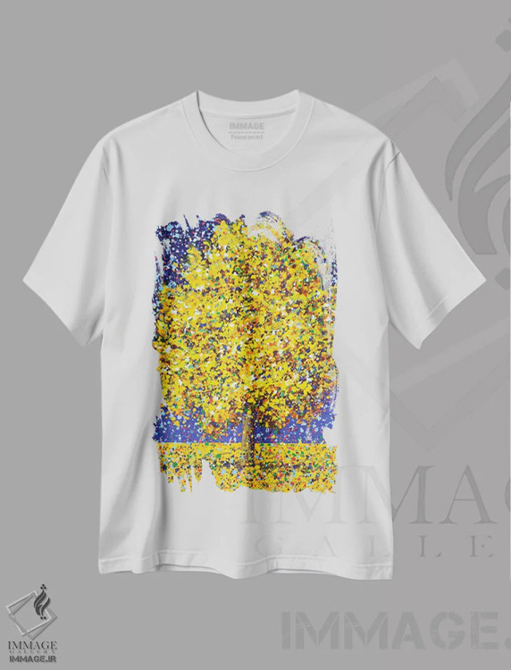 تیشرت سفید طرح دار درخت میموزا، دکور معاصر اثر ایرینا کاستسووا | immage.ir