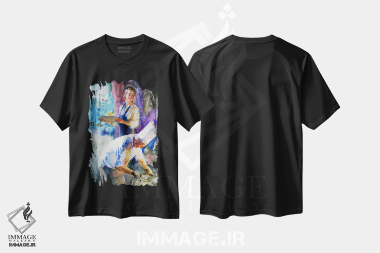 تیشرت مشکی طرح دار موزاییک کافه VIII، دکور معاصر اثر ایگور ژوک | immage.ir